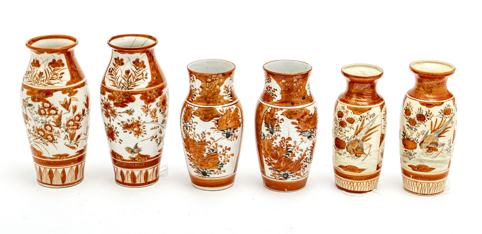 JAPANESE KUTANI PORCELAIN VASES 19TH.C. 3 PAIRS. H 6", (1 of 3)