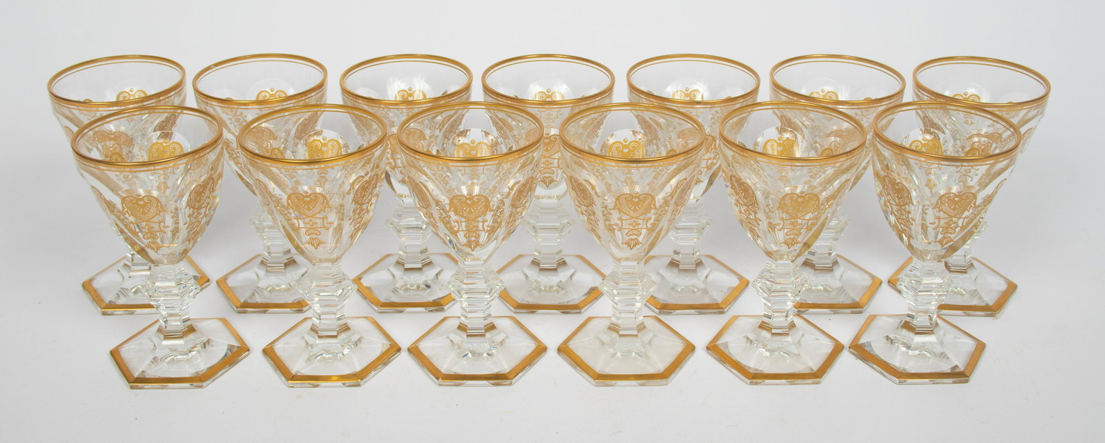 BACCARAT 'EMPIRE' CRYSTAL SHERRY GLASSES, 13 PCS, H 5", (1 of 3)