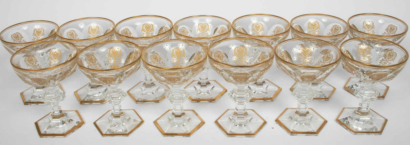 BACCARAT 'EMPIRE' CRYSTAL CHAMPAGNE GLASSES, 13 PCS, H (1 of 3)