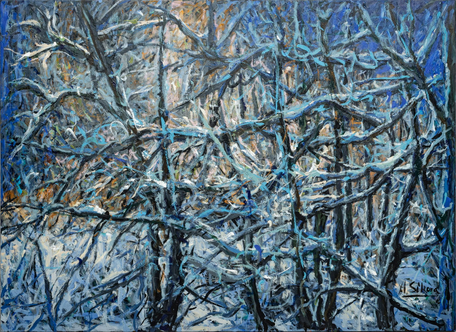 ANDRZEJ SIKORA,  ACRYLIC ON CANVAS H 70" W 97" ABSTRACT (1 of 3)