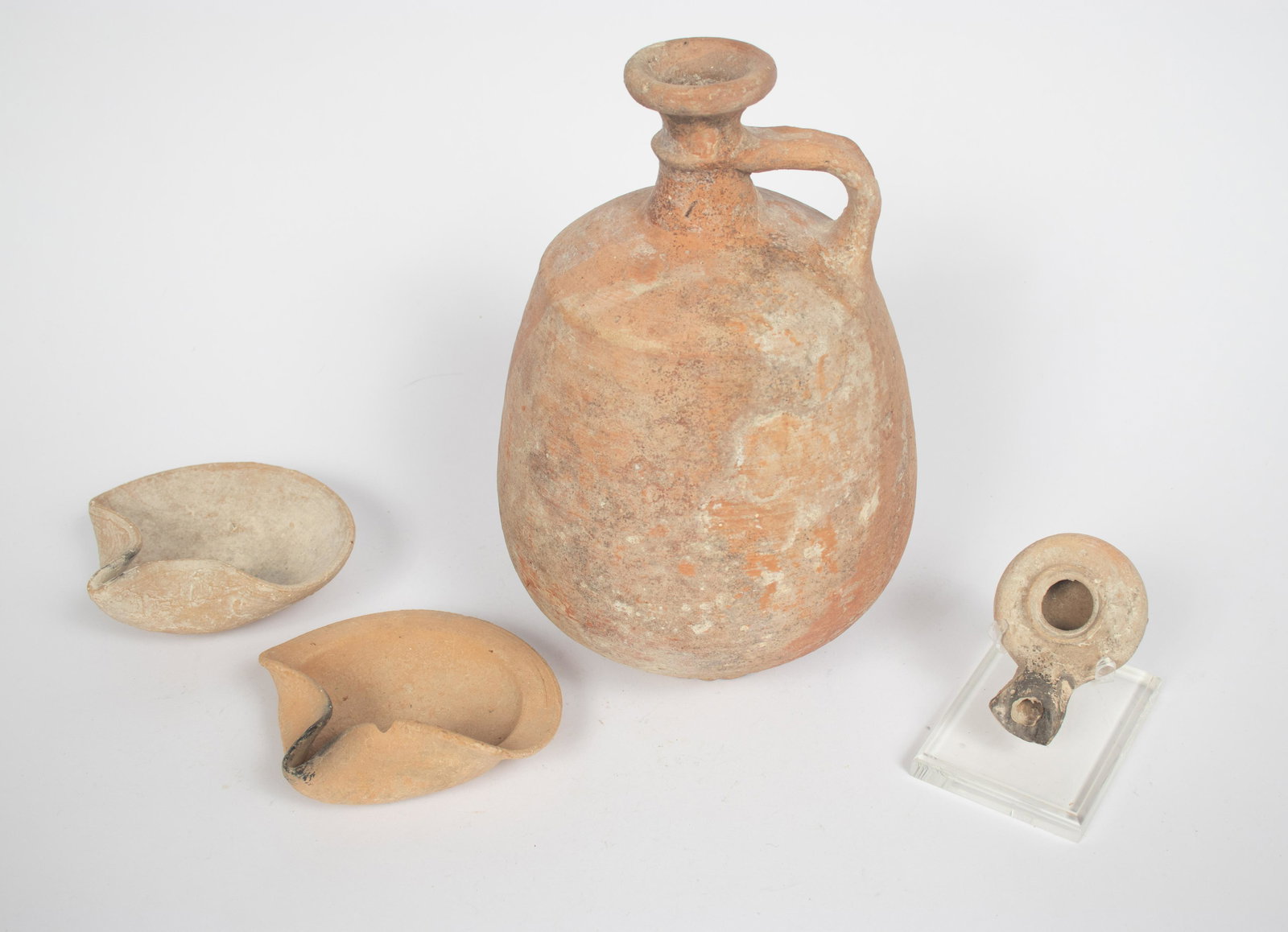 ANCIENT STYLE EARTHENWARE VESSELS & LAMP, 4 PCS, H (1 of 3)