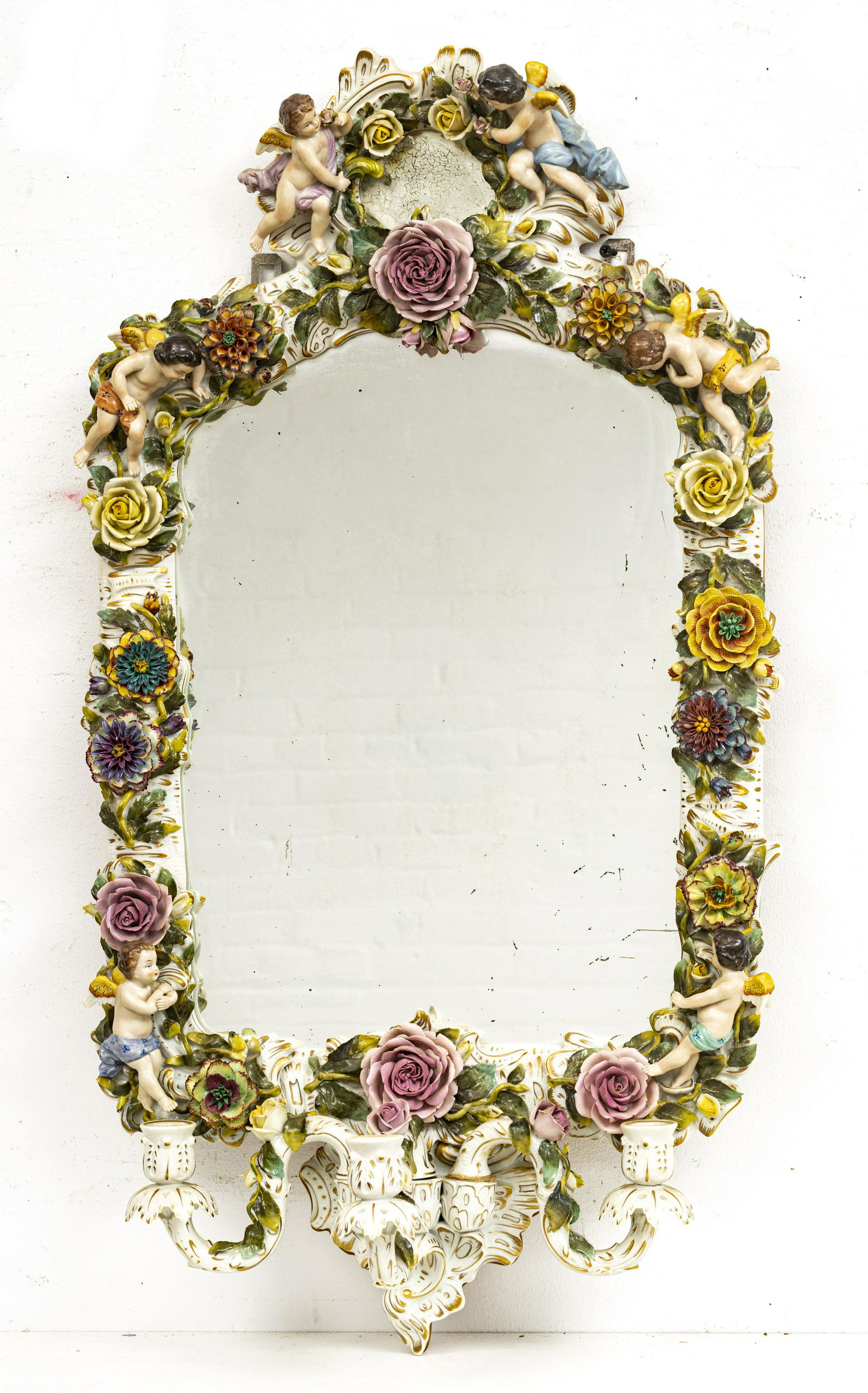 DRESDEN PORCELAIN MIRROR/REFLECTOR, H 33.5", W 17.25" (1 of 4)