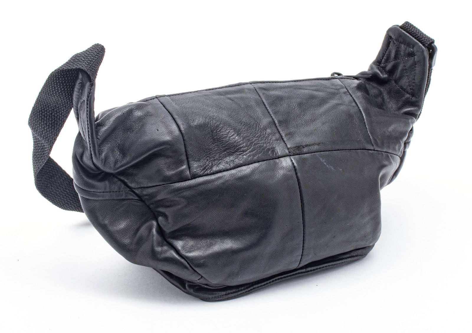 CHANEL QUILTED BLACK LEATHER BELT BAG, H 5", W 13" (1 of 2)