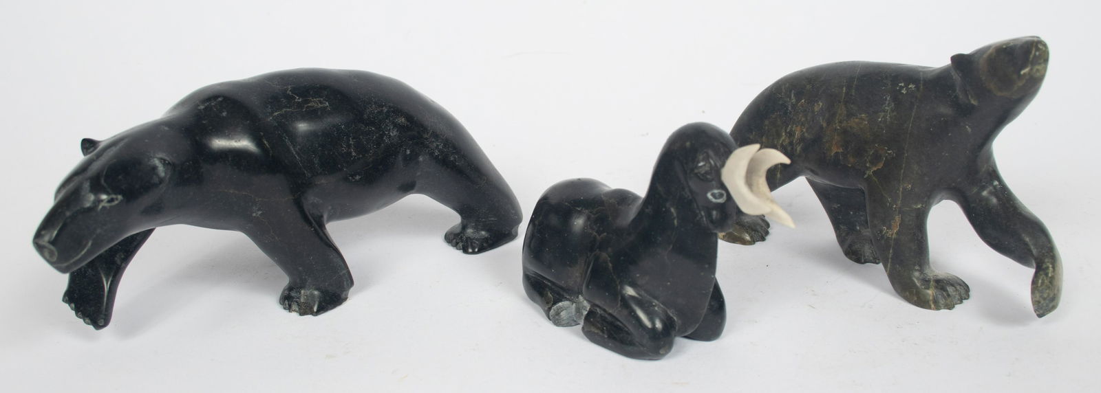 INUIT STONE BEARS & REINDEER, 3 PCS, H 2.25"-3.5" (1 of 4)
