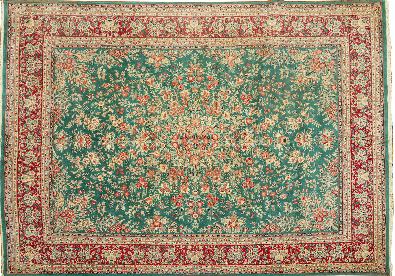 INDO-PERSIAN TABRIZ WOOL RUG, C. 1990, W 9', L 12' (1 of 2)