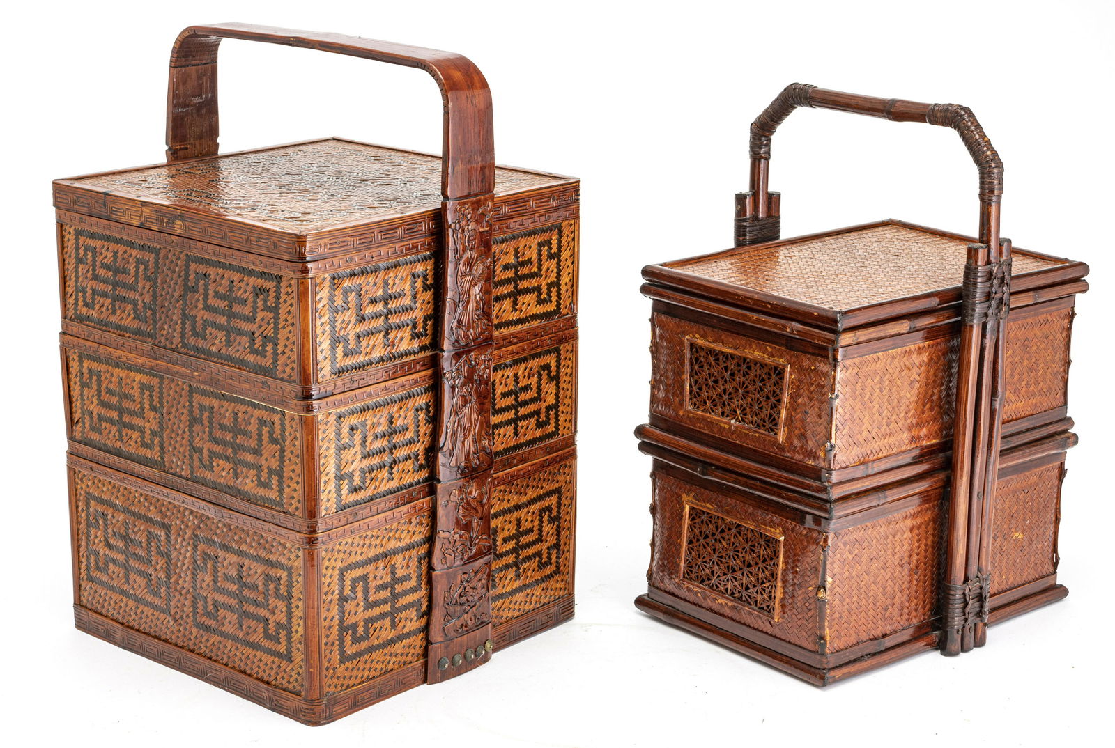 CHINESE WEDDING BASKETS, 20TH C., TWO PIECES, H 13 (1 of 4)