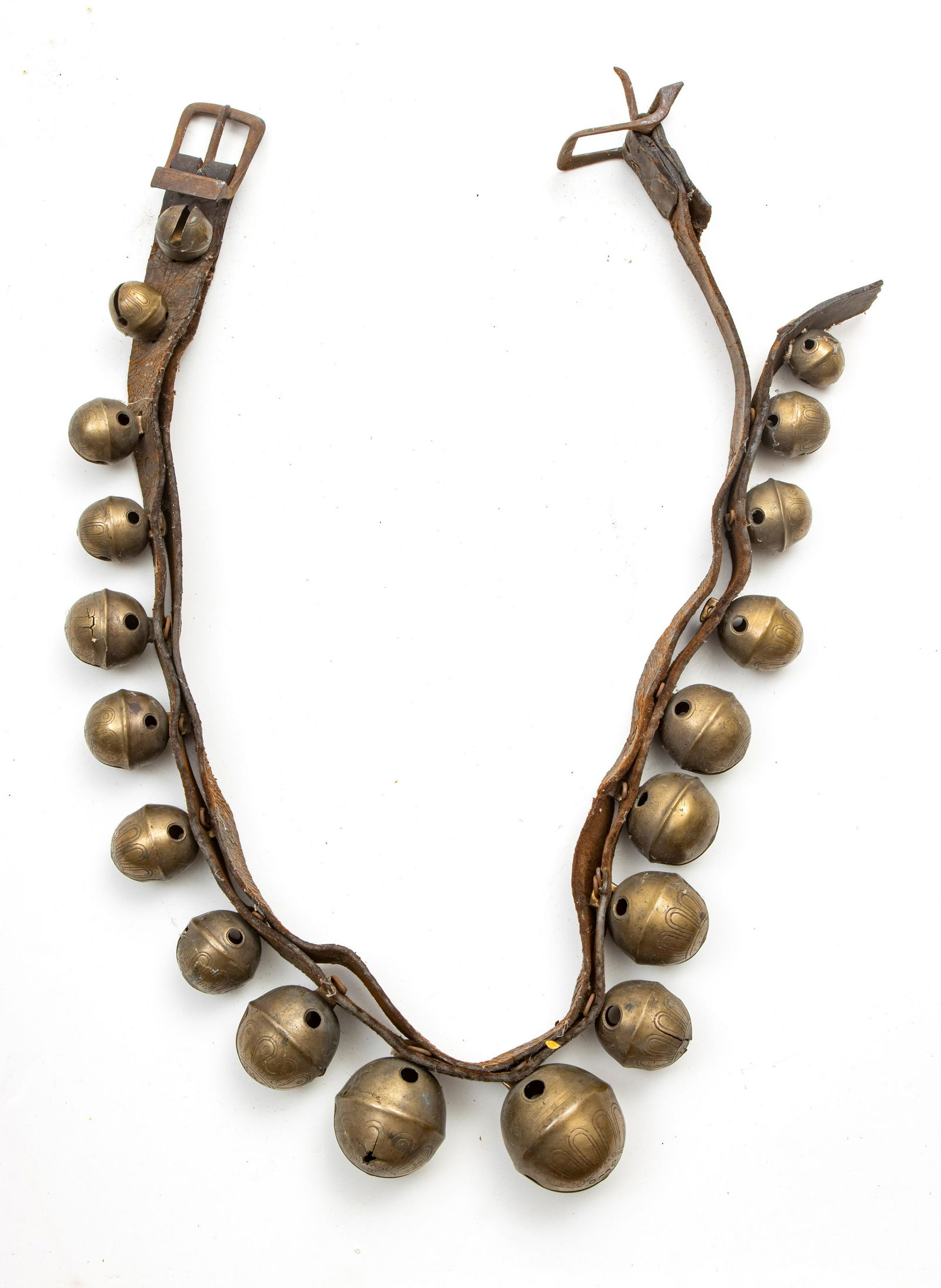 ANTIQUE SLEIGH BELLS, C. 1900, L 54" (1 of 3)