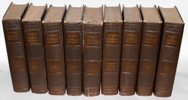 WORKS OF CHARLES DICKENS, NINE VOLUMES: WORKS OF CHARLES DICKENS, NINE VOLUMES:Collection was published by Scribner's & Sons in 1924 and includes: 'A Child's History of England The Mystery of Edwin Drood', 'The Life and Adventures of Martin