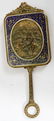 111267: CONTINENTAL BRONZE & ENAMEL HAND MIRROR, L 8"