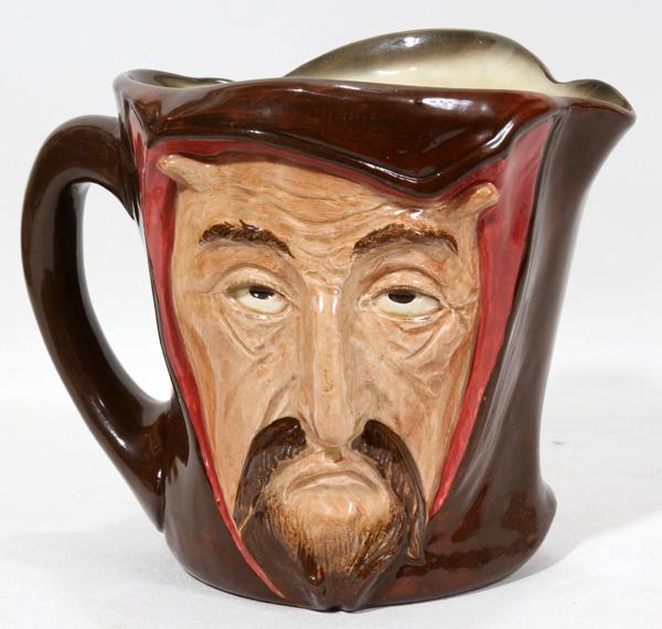 ROYAL DOULTON "MEPHISTOPHELES" CHARACTER JUG, : ROYAL DOULTON PORCELAIN "MEPHISTOPHELES" CHARACTER JUG, H 5 3/4", DIA 5 3/4":Large size mug featuring a two faced "Devil".