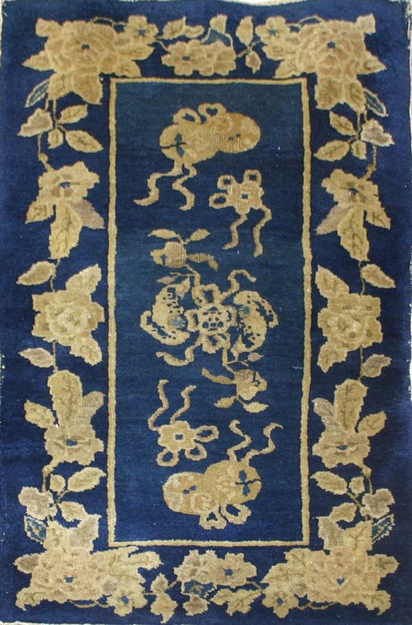 CHINESE RUG, ANTIQUE, 4' 0" X 2' 0": CHINESE RUG, ANTIQUE, 4' 0" X 2' 0":