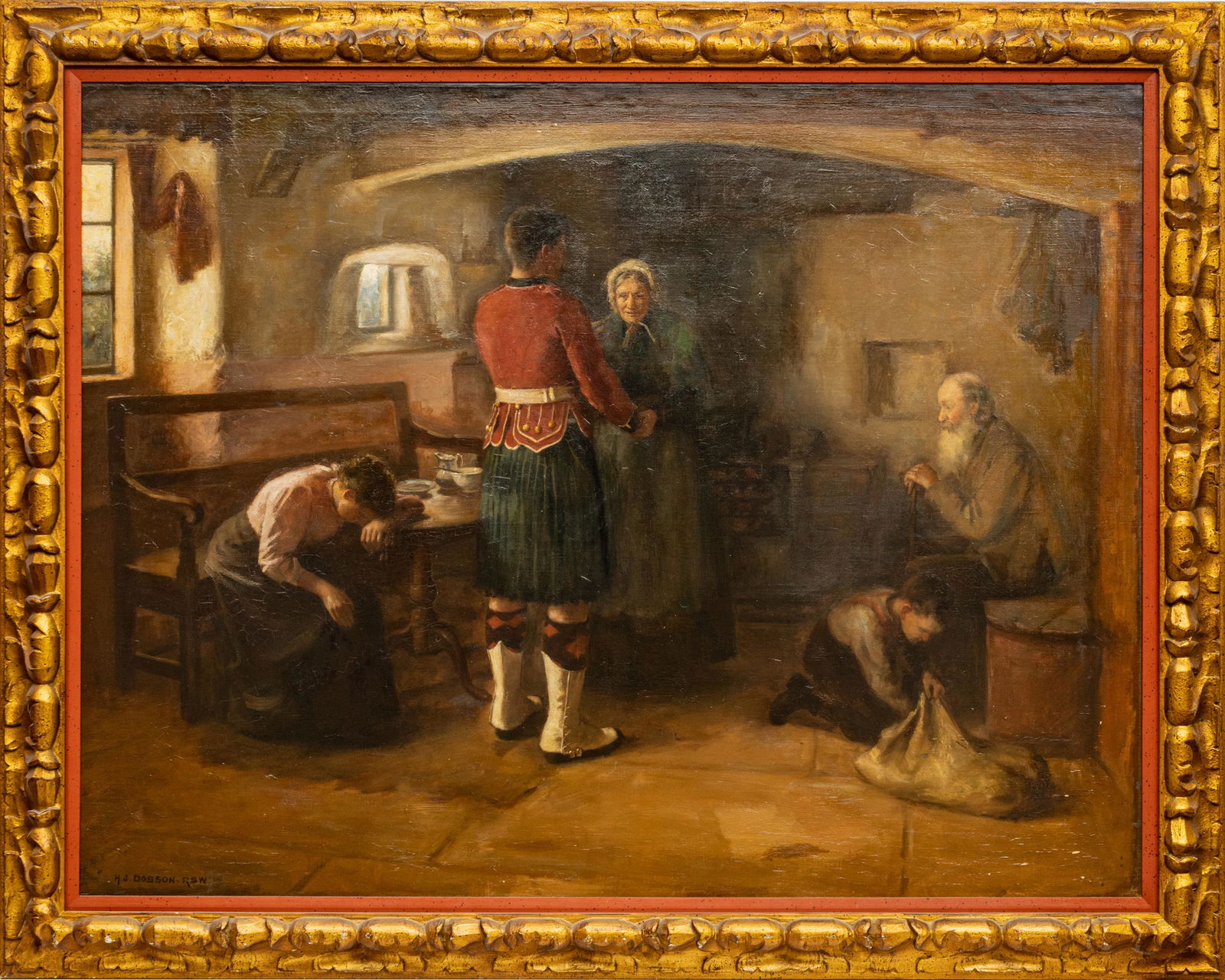 H.J. DOBSON, RSW, OIL ON CANVAS, H 34", W 39", SCOTTISH (1 of 3)