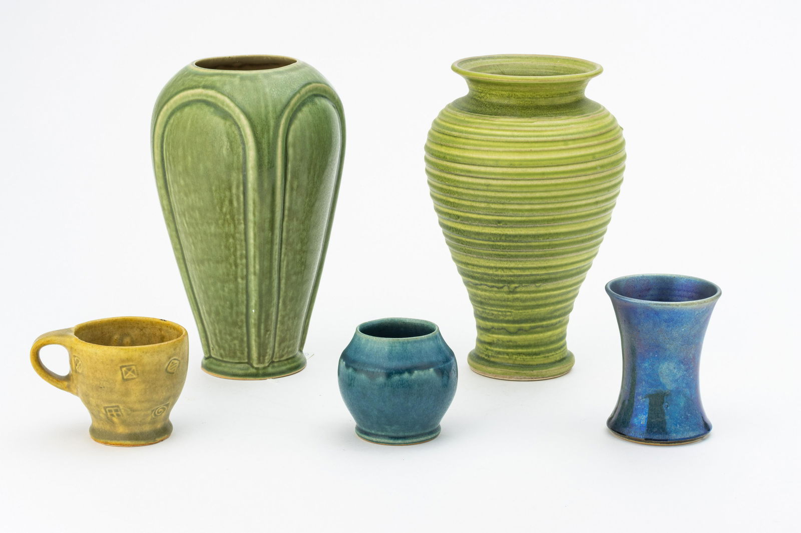 PEWABIC POTTERY VESSELS, 1994-2010, 5 PCS, H 3.25"-10" (1 of 5)