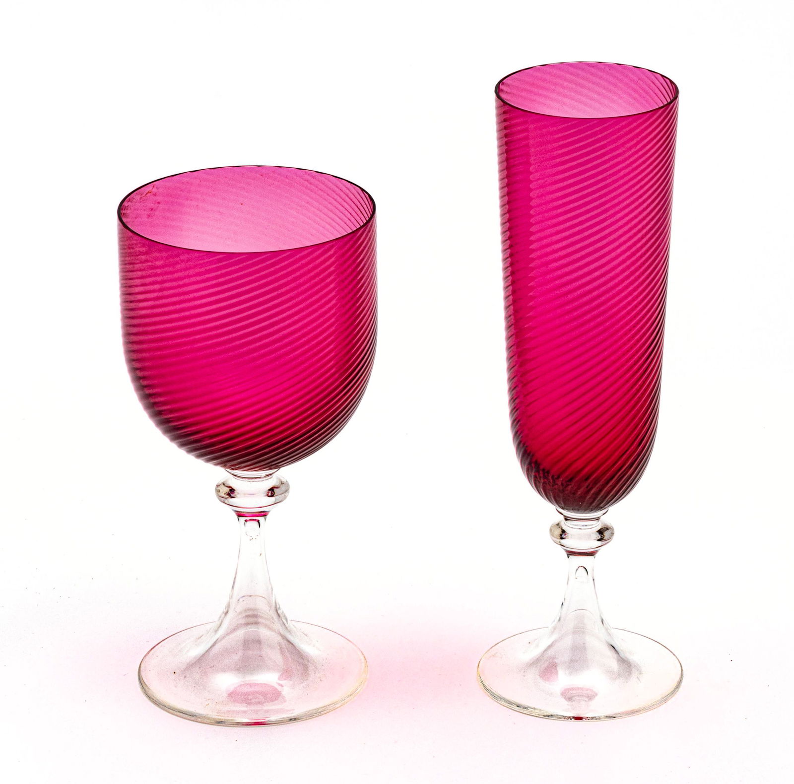 MURANO CRYSTAL CHAMPAGNE & WATER GOBLETS, 19 PCS, H (1 of 2)