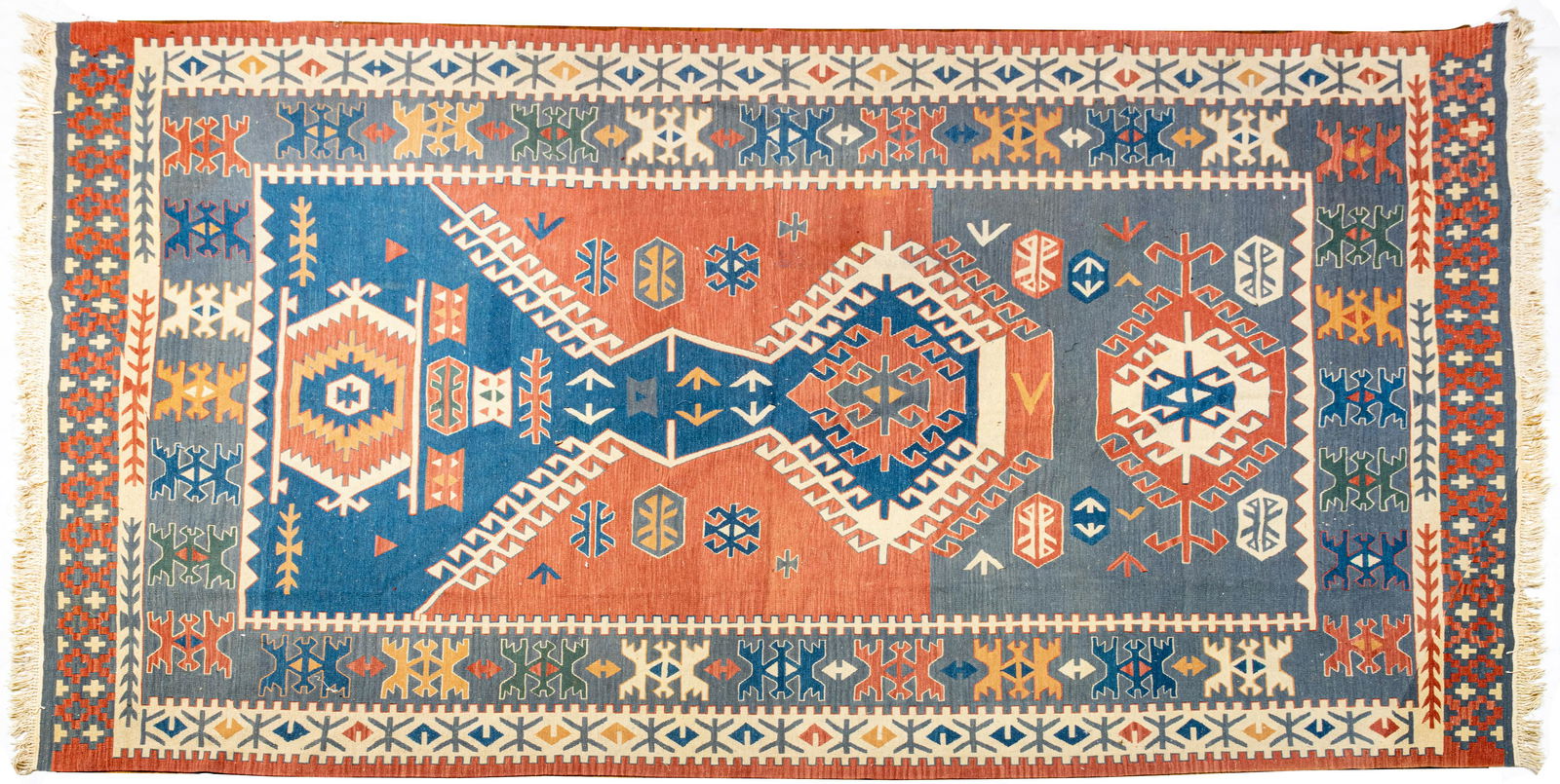 SERAPI FLAT WOVEN CARPET, GEOMETRIC  C 1940 W 8'6" L (1 of 2)