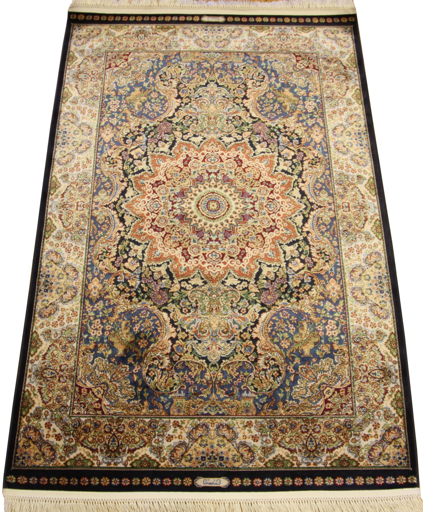 TURKISH BAMBOO SILK RUG, W 2' 6", L 4' (1 of 5)