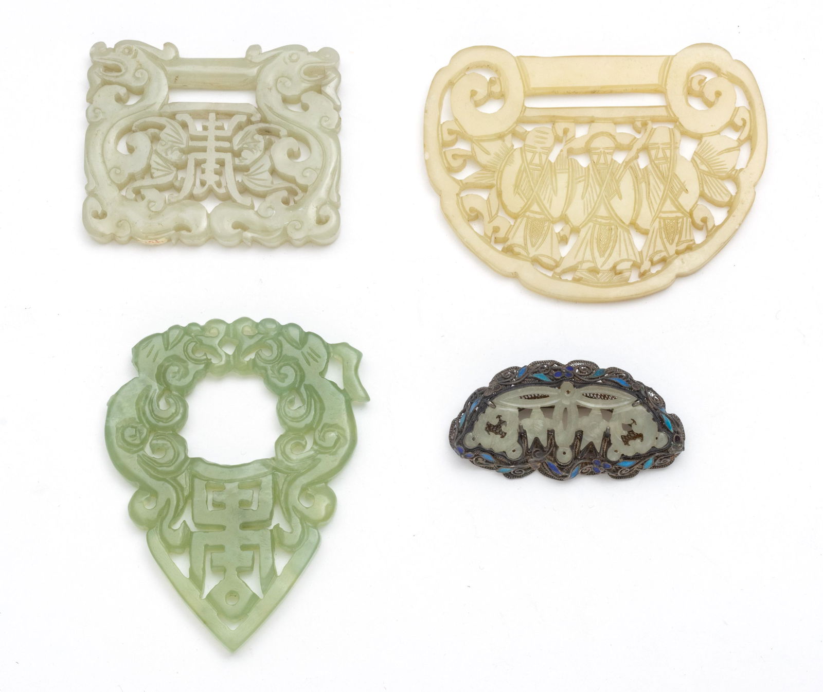 JADE & NEPHRITE PIECES, 4 PCS, W 2.25"-3", T.W. 140.4 (1 of 2)