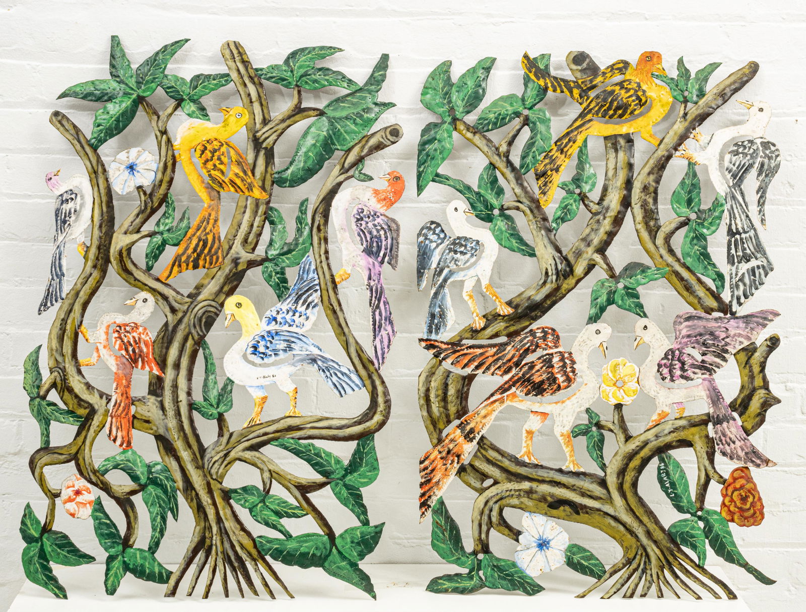 HAITIAN PAINTED METAL ARCHITECTURAL GRATES, 2 PCS, H 37 (1 of 2)