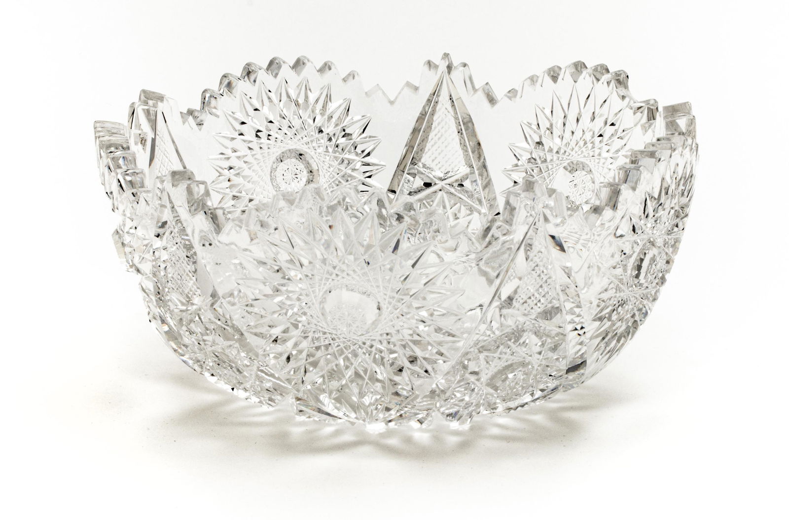 BRILLIANT PERIOD AMERICAN  CUT GLASS FRUIT BOWL, STAR (1 of 2)