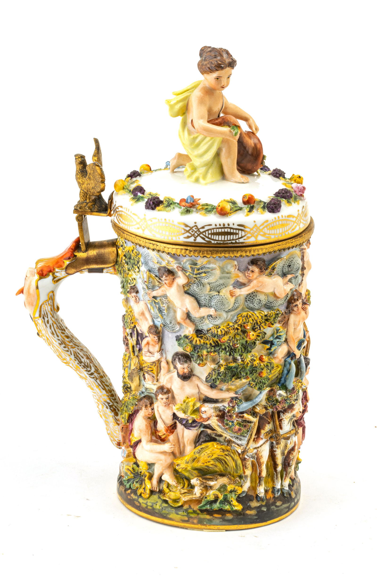 CAPO DI MONTE, GERMAN, PORCELAIN STEIN H 12" W 7" D 5" (1 of 6)