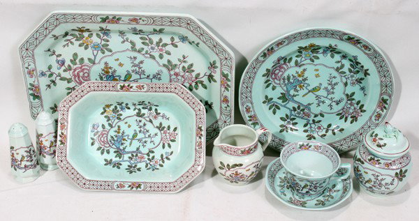 ADAMS 'SINGAPORE BIRD' IRONSTONE DINNER SERVICE: ADAMS 'SINGAPORE BIRD' IRONSTONE DINNER SERVICE, 52 PIECES:A very complete service that includes eight each of dinner plates, 10" dia., bread plates, bowls plus cups and saucers; seven cream soup; two