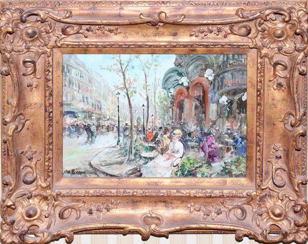 MARIO PASSONI (ITALY B. 1937-), OIL PAINTING,: MARIO PASSONI (ITALY B. 1937-), OIL PAINTING, 12" X 16", ITALIAN STREET SCENE:Mario Passoni, Italian, born 1937.