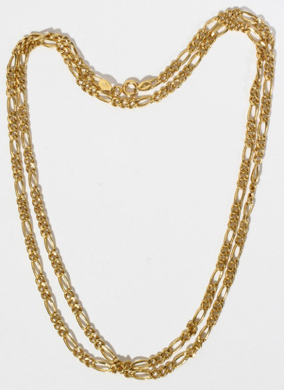 18KT GOLD LINK NECKLACE, L 24", 6 GRAMS: 18KT GOLD LINK NECKLACE, L 24", 6 GRAMS: From the collection of Joseph and Norina Simon, Grosse Pointe Farms, Mi.