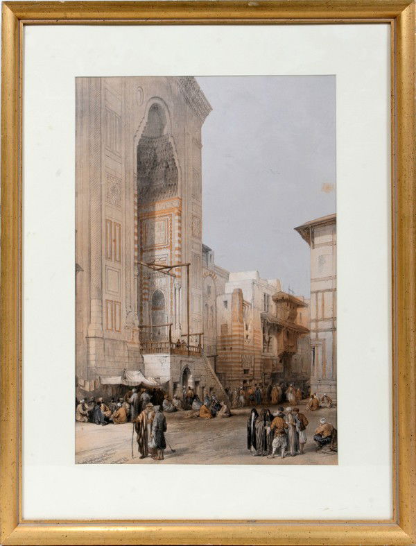 DAVID ROBERT, COLOR LITHOGRAPH, 18" X 12",: DAVID ROBERT, COLOR LITHOGRAPH, 18" X 12", ENTRANCE TO A MOSQUE:Framed.