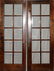 010221: WALNUT & BEVELED GLASS FRENCH DOORS, C. 1920