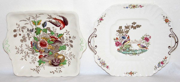 ROYAL DOULTON HAMPSHIRE TRAY & SPODE CAKE PLATE: ROYAL DOULTON 'HAMPSHIRE' TRAY & SPODE CAKE PLATE, W 11":Two pieces total. From the Estate of Arpena Kahayian, Beverly hills, Mi.
