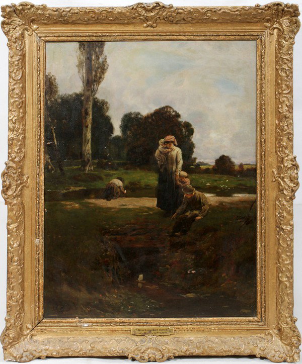 J.D. WATSON, OIL ON CANVAS 24" X 18" "TOY BOAT": J.D. WATSON, OIL ON CANVAS 24" X 18", "TOY BOAT":Signed in monogram J.D.W. and 1819 or 1879. possibly J. D. William Watson Scotland 19th.c.
