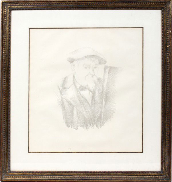 PAUL CEZANNE, LITHOGRAPH, 1967, 12 1/2" X 11": PAUL CEZANNE, LITHOGRAPH, 1967, 12 1/2" X 11" IMAGE, "SELF PORTRAIT 1898": FRENCH 1839-1906:19" x 17" Ingres paper sight; this edition printed in 1967; framed; Arwin Galleries, Detroit label.