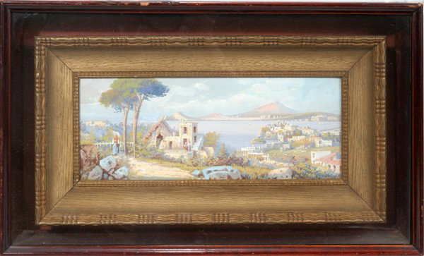 Y. GIANNI, GOUACHE, C 1900, 5" X 12 1/2": Y. GIANNI, GOUACHE, C 1900, 5" X 12 1/2":Signed lower right. Shadow box frame.