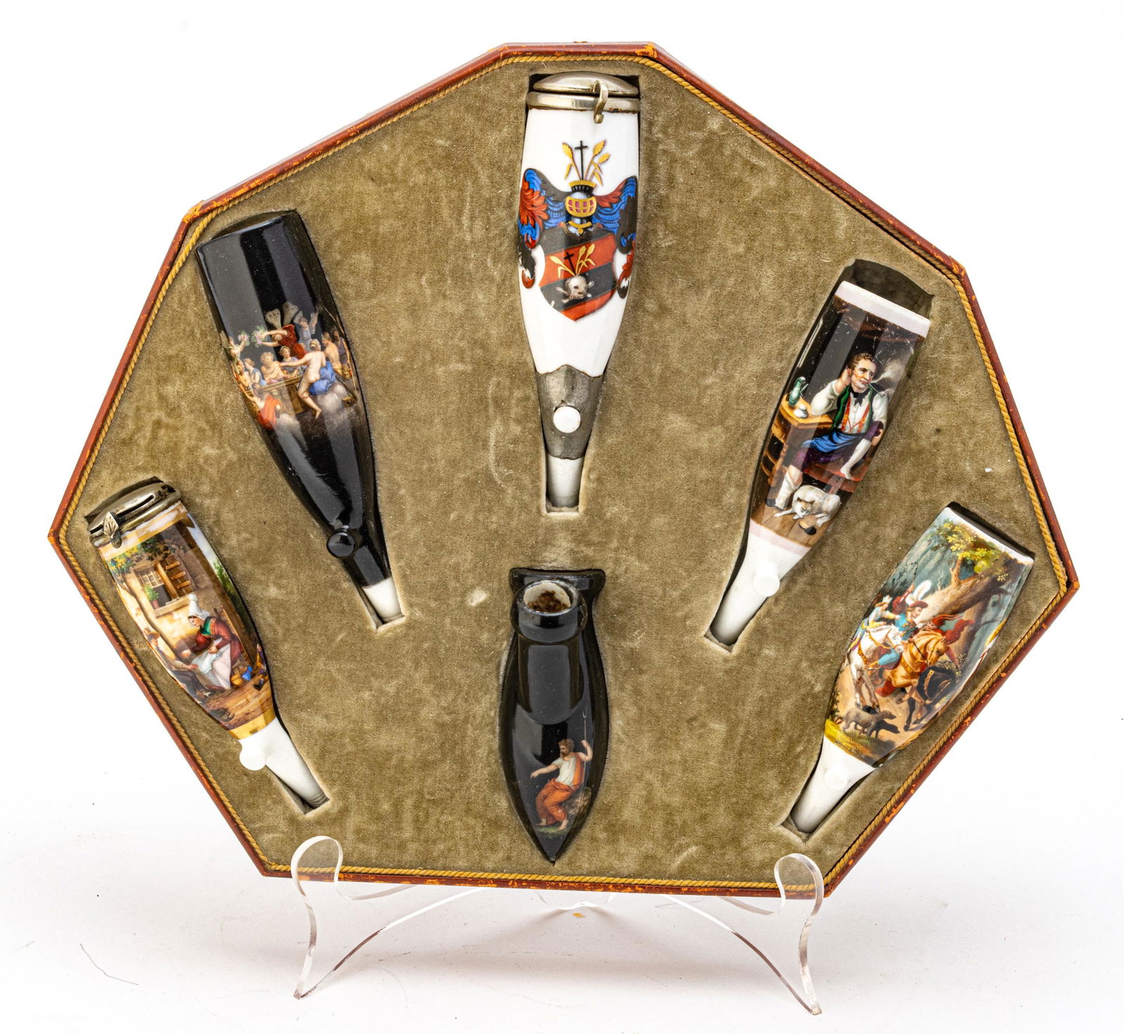 PORCELAIN, FEAT. MEISSEN, PIPE BOWLS, 19TH C, 6 PCS, H (1 of 4)