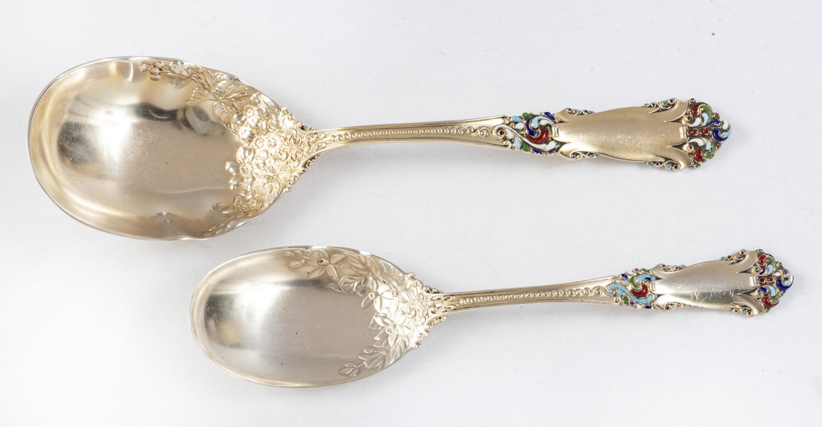 REED & BARTON STERLING SILVER SPOONS, ENAMEL TIPS, (1 of 2)
