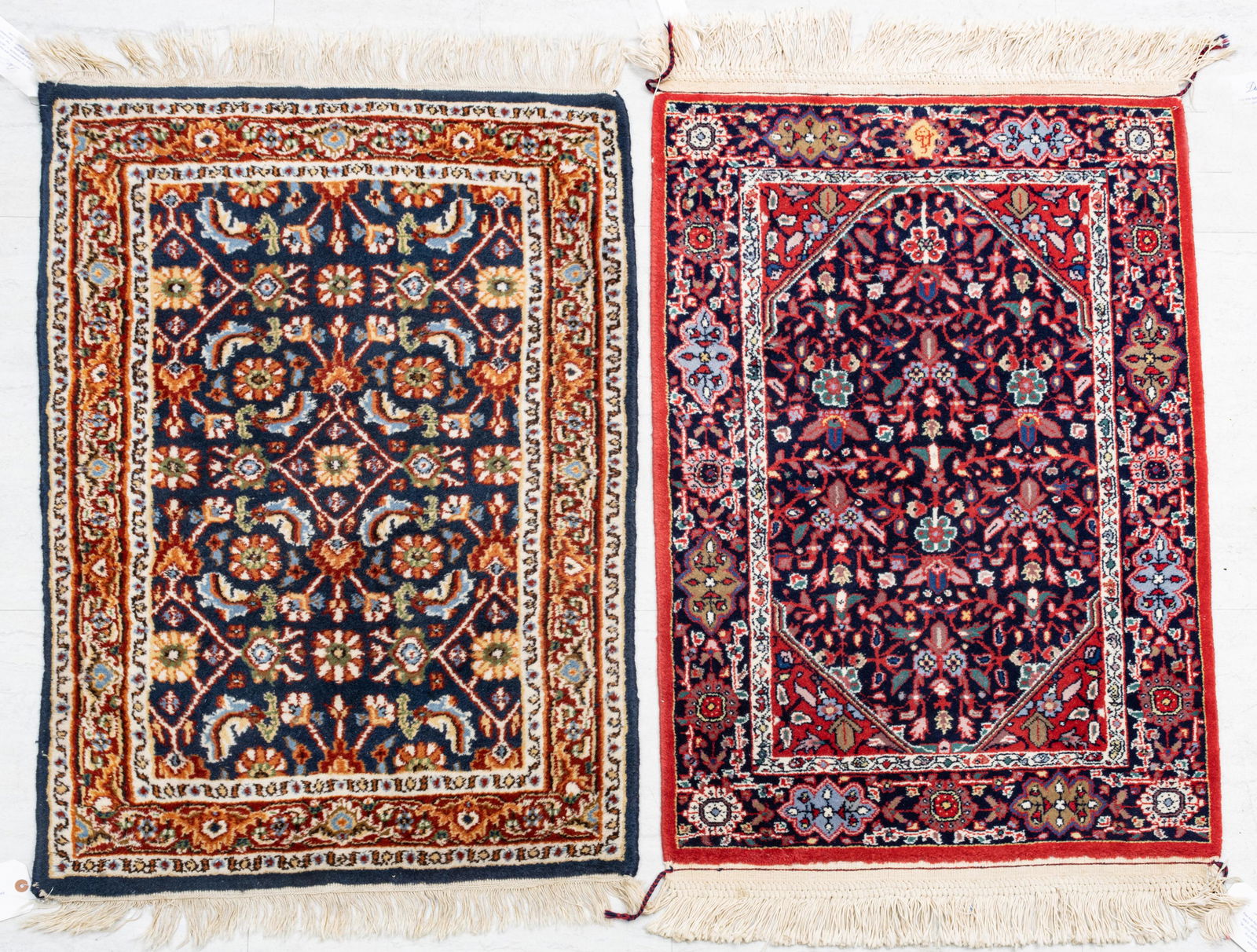 PERSIA AND INDIA ORIENTAL MATS C 1960, TWO W 2' L 3' (1 of 3)