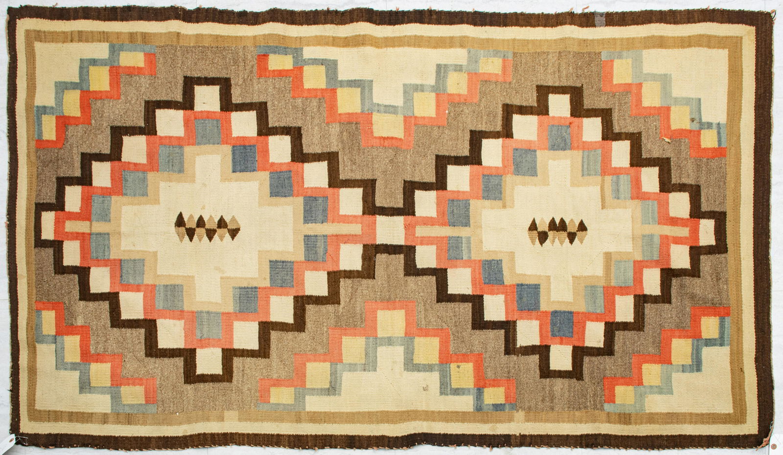 NAVAJO AMERICAN INDIAN HAND WOVEN WOOL RUG C 1900 W (1 of 2)