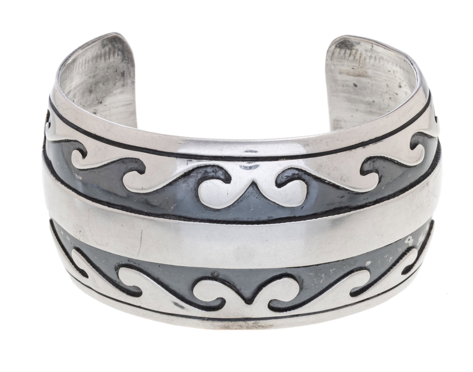 NATIVE AMERICAN STERLING SILVER BRACELET, W 2.25", T.W. (1 of 1)