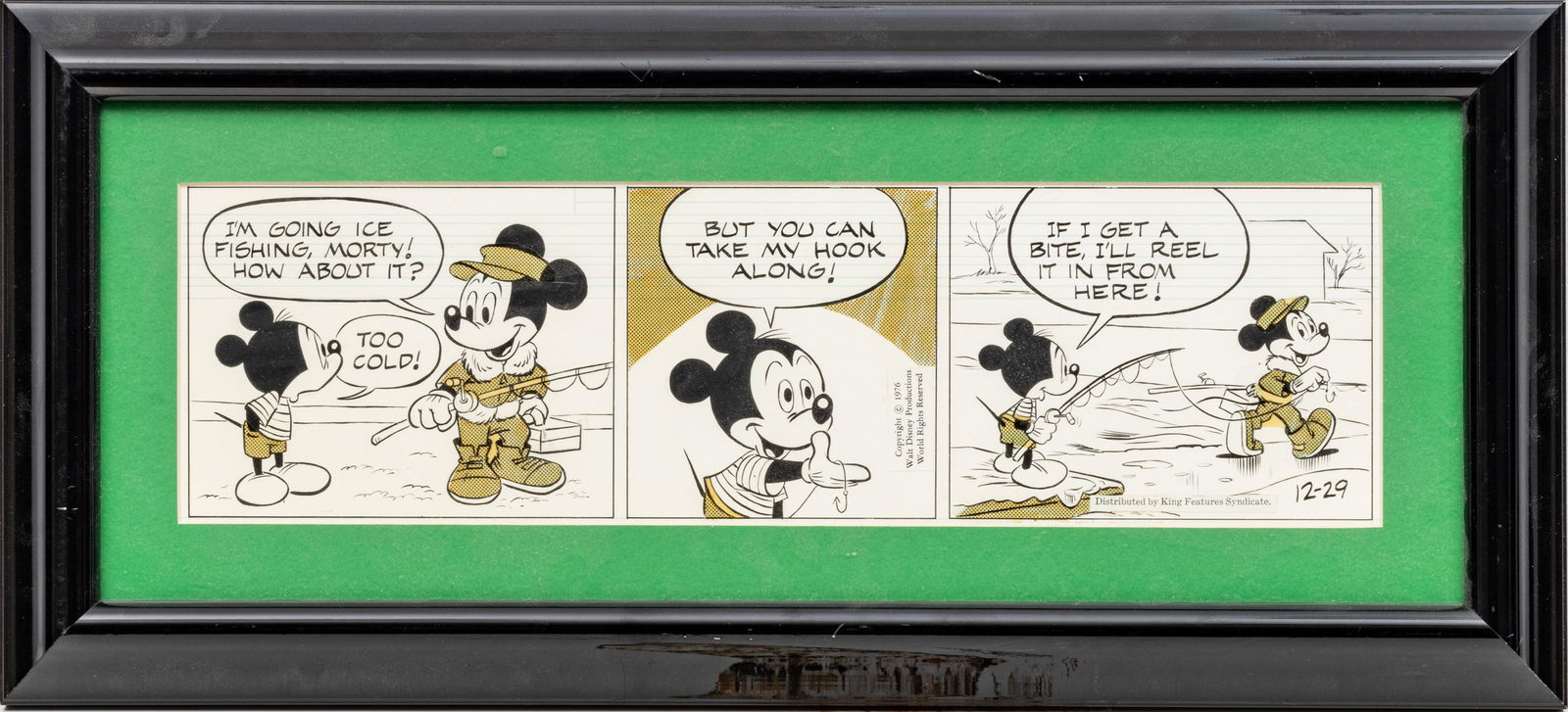 MICKEY MOUSE DAILY COMIC STRIP ARTWORK, 20TH C., H 5", (1 of 3)