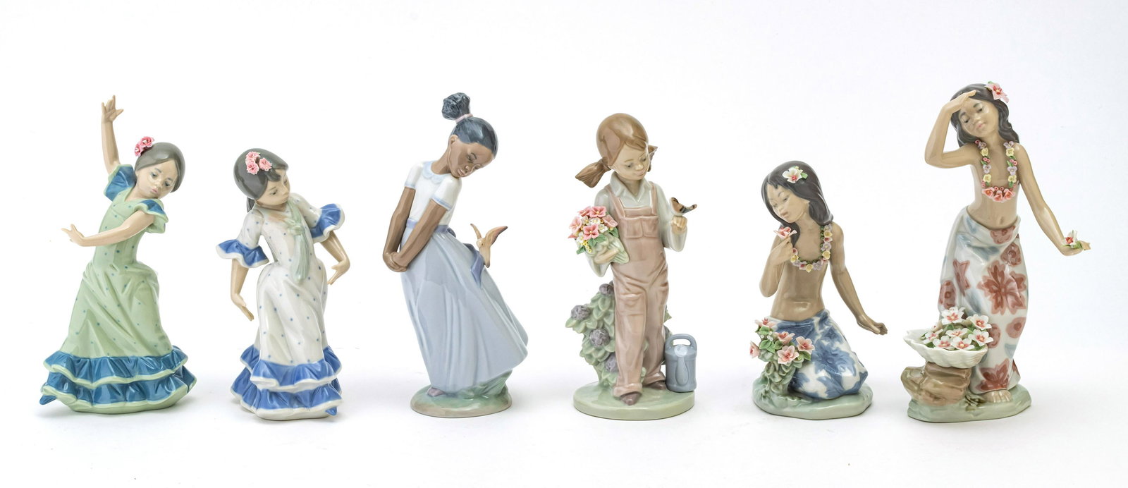 LLADRO PORCELAIN FIGURINES, 6 PCS, H 6"-8.5", YOUNG (1 of 4)