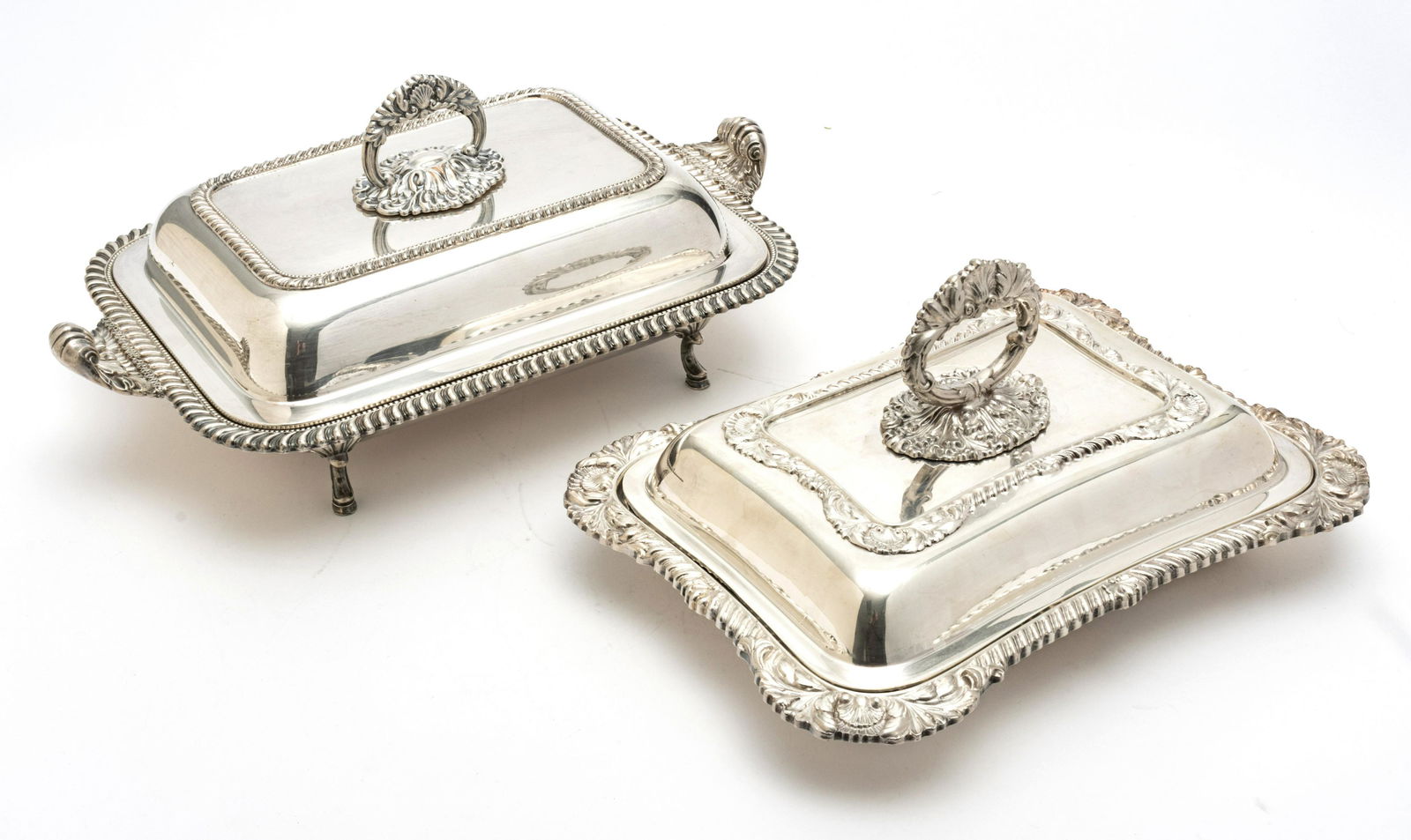 SHEFFIELD PLATE ENTREE SERVING DISHES  C 1920 W 9" L (1 of 5)