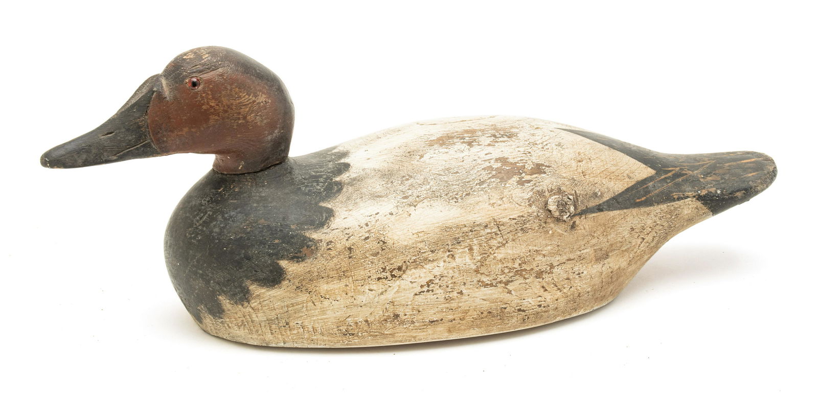 CARVED WOOD DRAKE DECOY, CANVASBACK, BY MASON H 8" L (1 of 4)