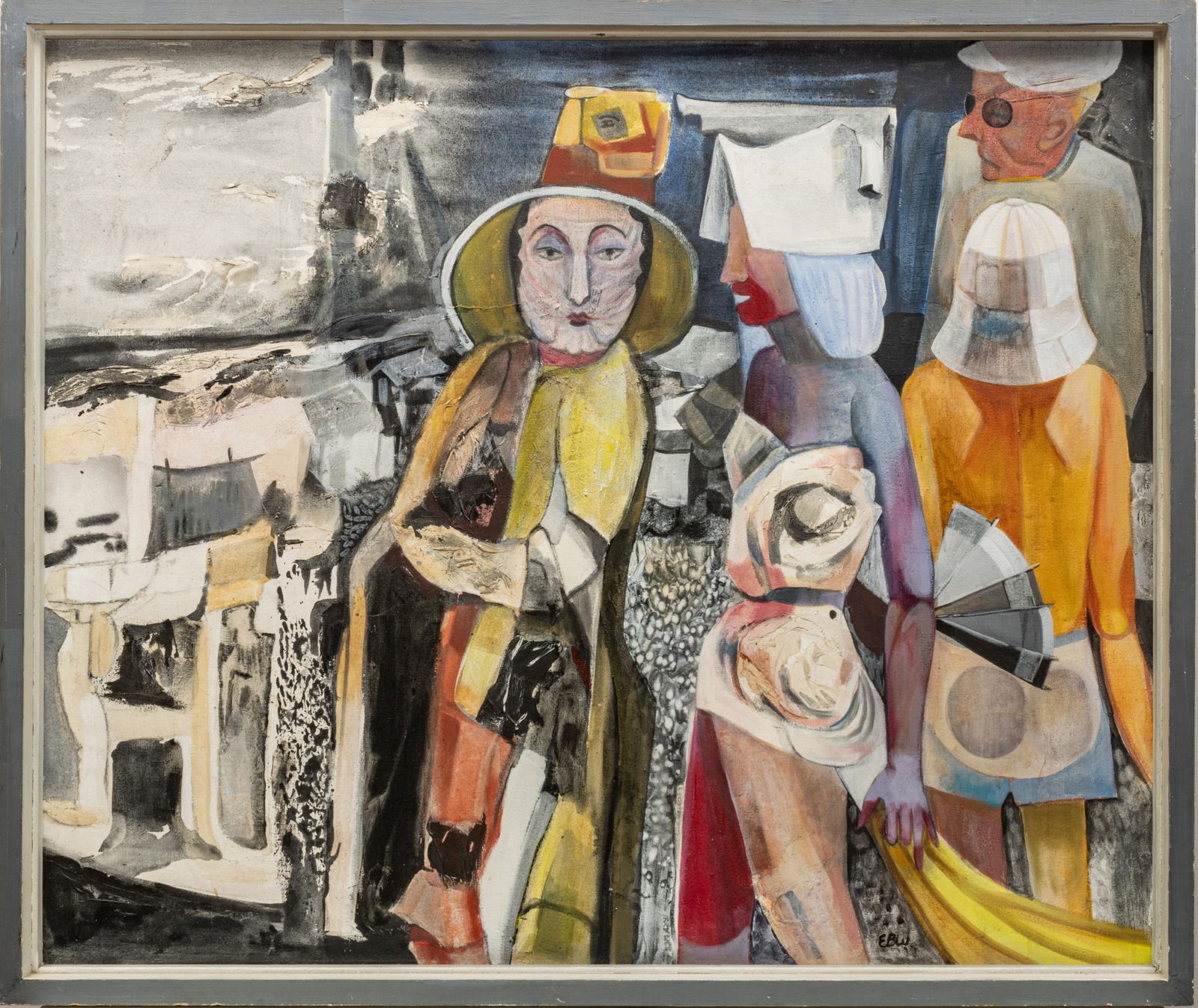 ELLEN WILT (AMERICAN 20TH C.) OIL AND ACRYLIC ON (1 of 4)