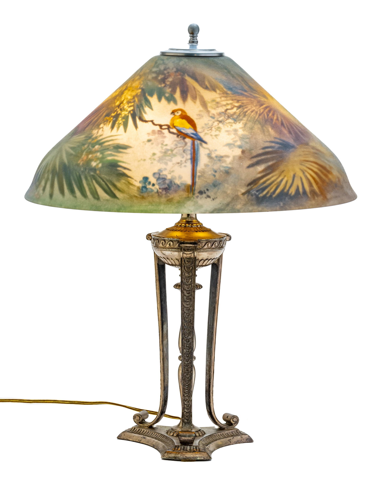 PAIRPOINT REVERSE PAINTED GLASS BIRDS OF PARADISE TABLE (1 of 7)