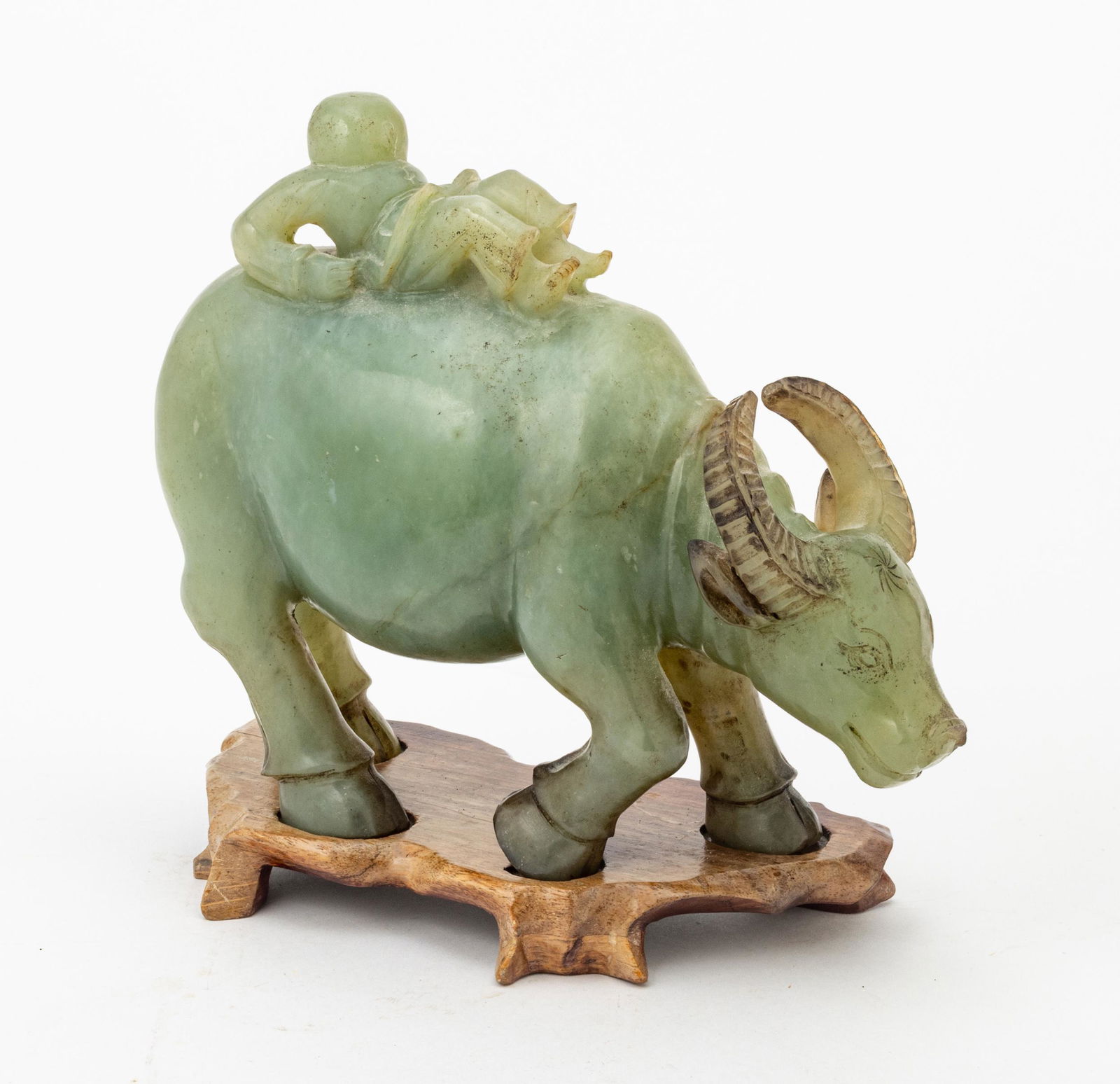 CHINESE JADE CARVING, H 6", W 8", BOY RIDING WATER (1 of 3)