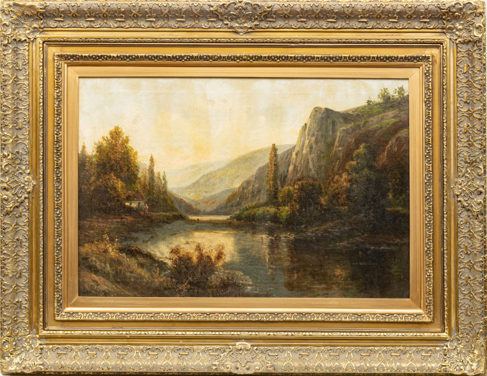 SIGNED, OIL ON CANVAS, LANDSCAPE SCENE, H 19.75" W 29" (1 of 4)