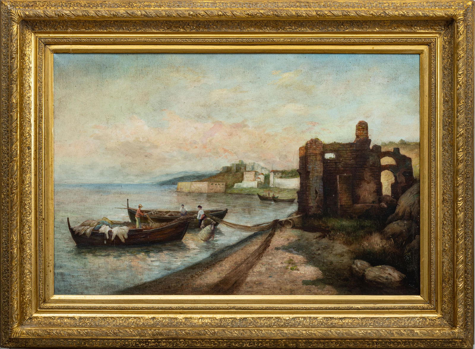 E. COURBET, OIL ON CANVAS, 20TH C, H 25", W 36", (1 of 3)