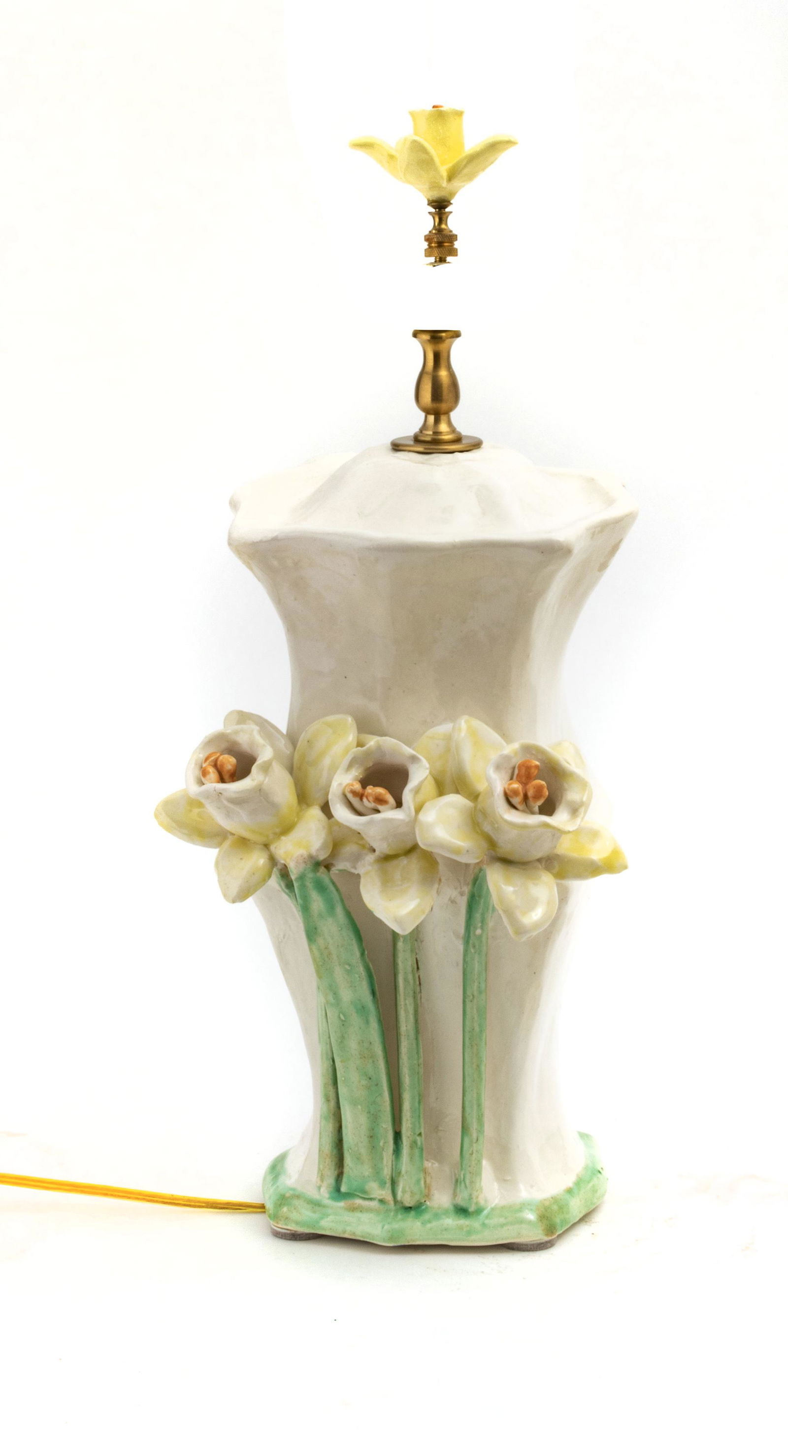 CERAMIC FLORAL LAMP, H 28.5" (1 of 2)