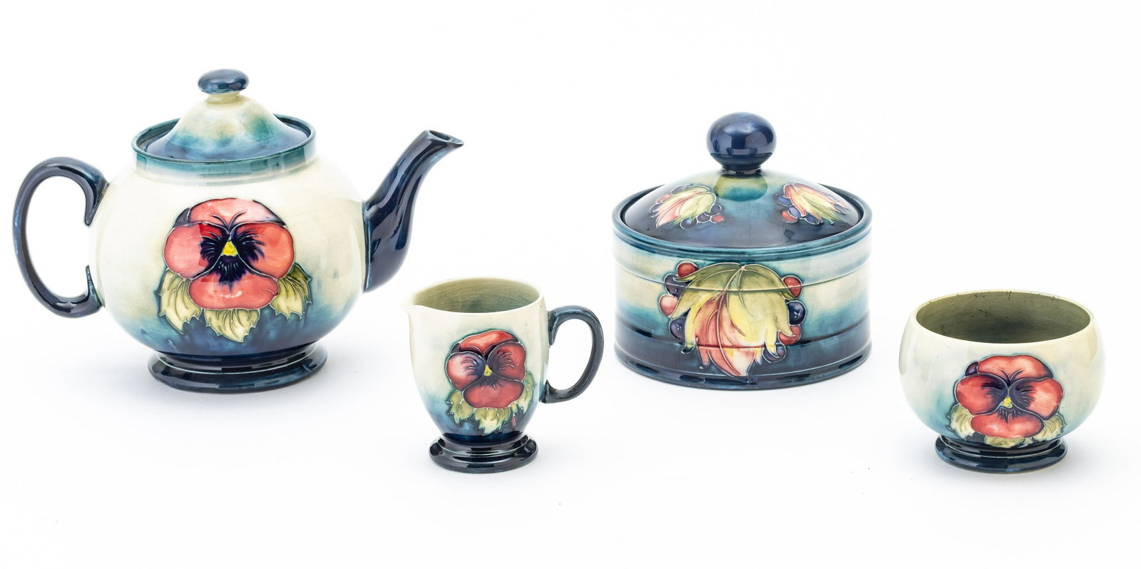 POTTERY  MOORCROFT SET, 4 PCS H 6" D 5" (1 of 4)