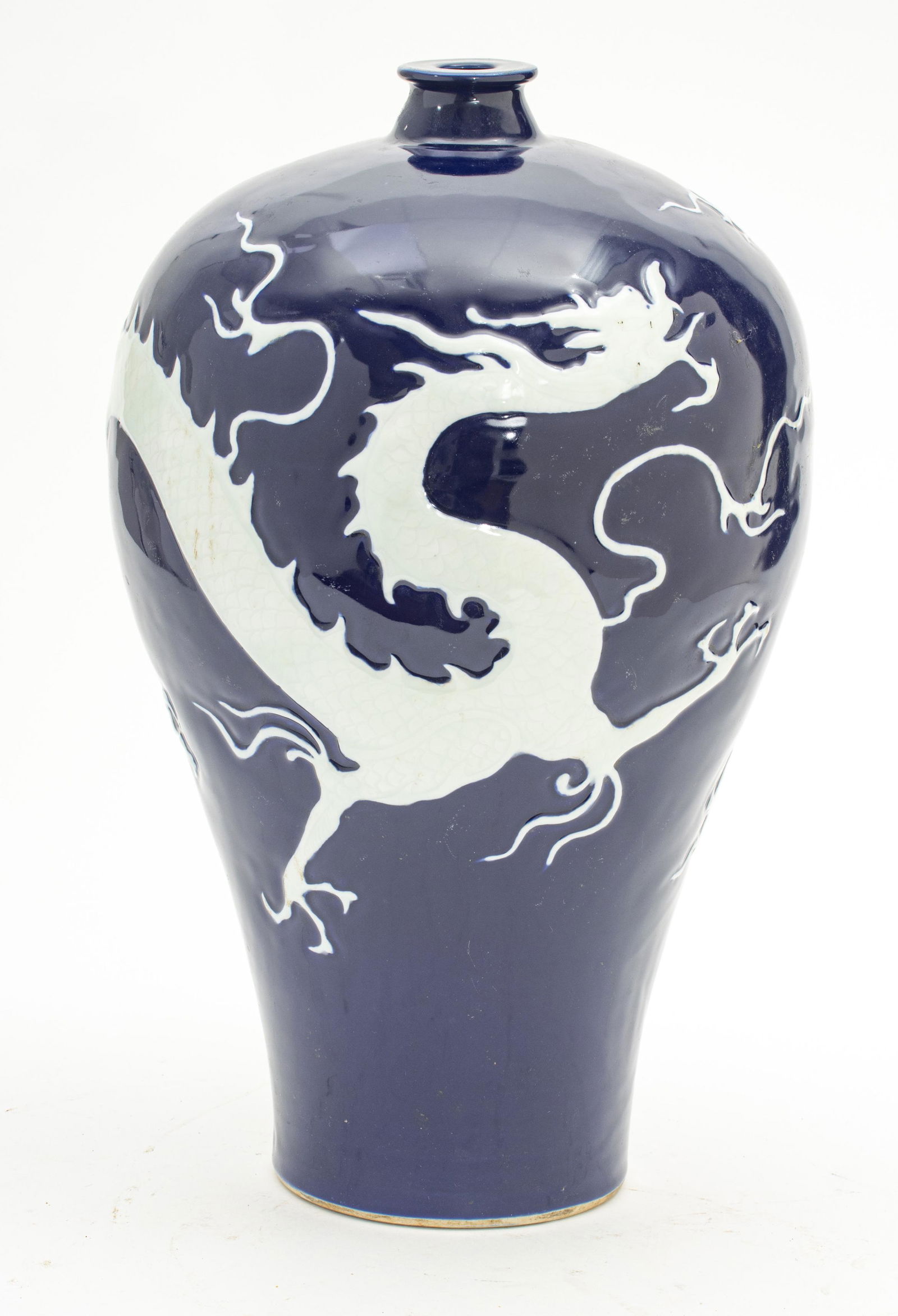 CHINESE BLUE & WHITE PORCELAIN VASE, H 16", DIA 9" (1 of 5)